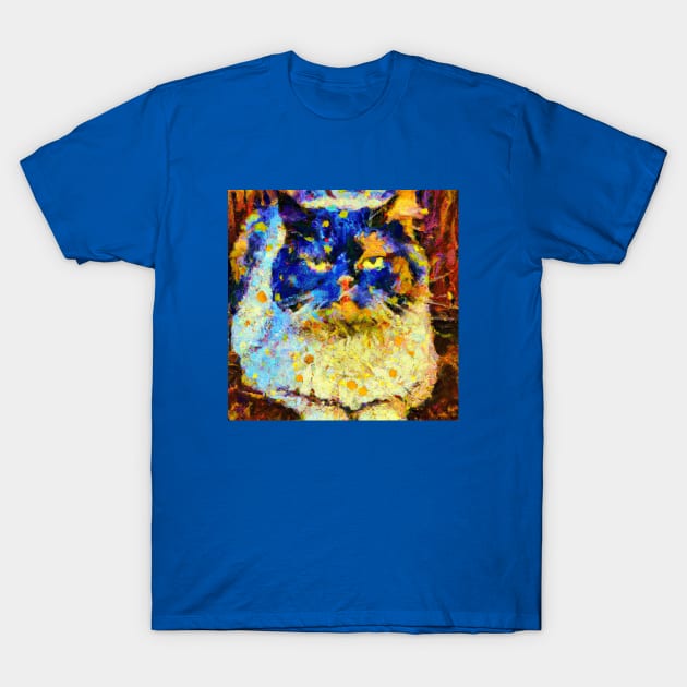 Blue Faced Cat in the Style of Van Gogh T-Shirt by Star Scrunch